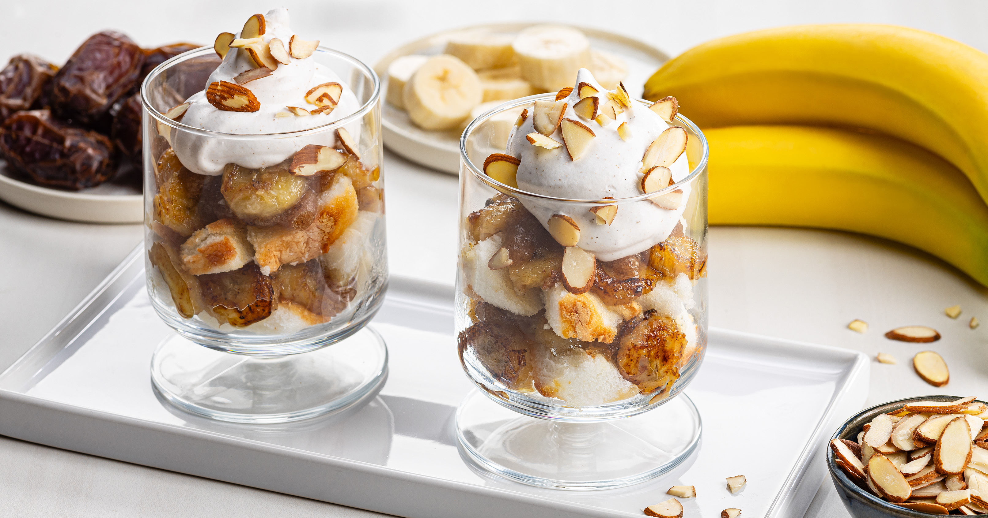 Bananas Foster Trifles with Date Caramel