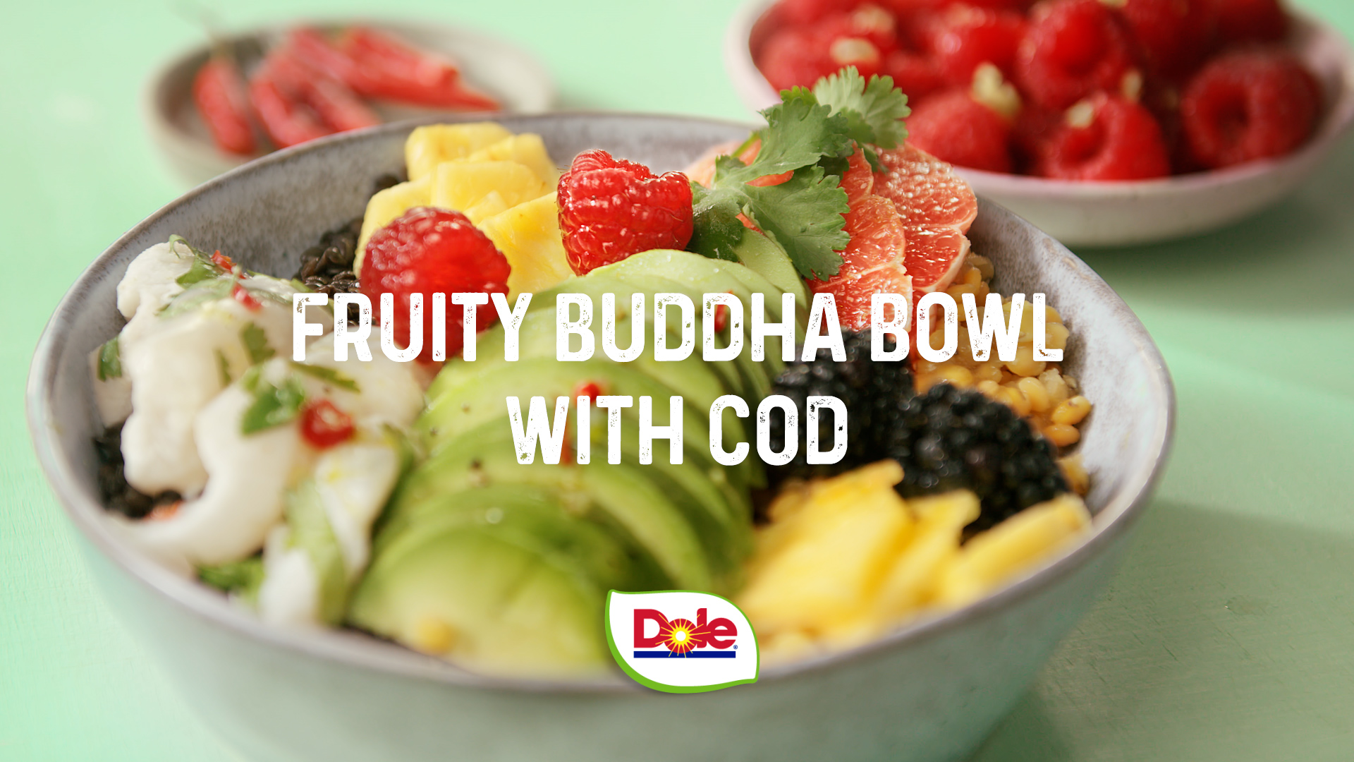 Fruity Buddha bowl with cod