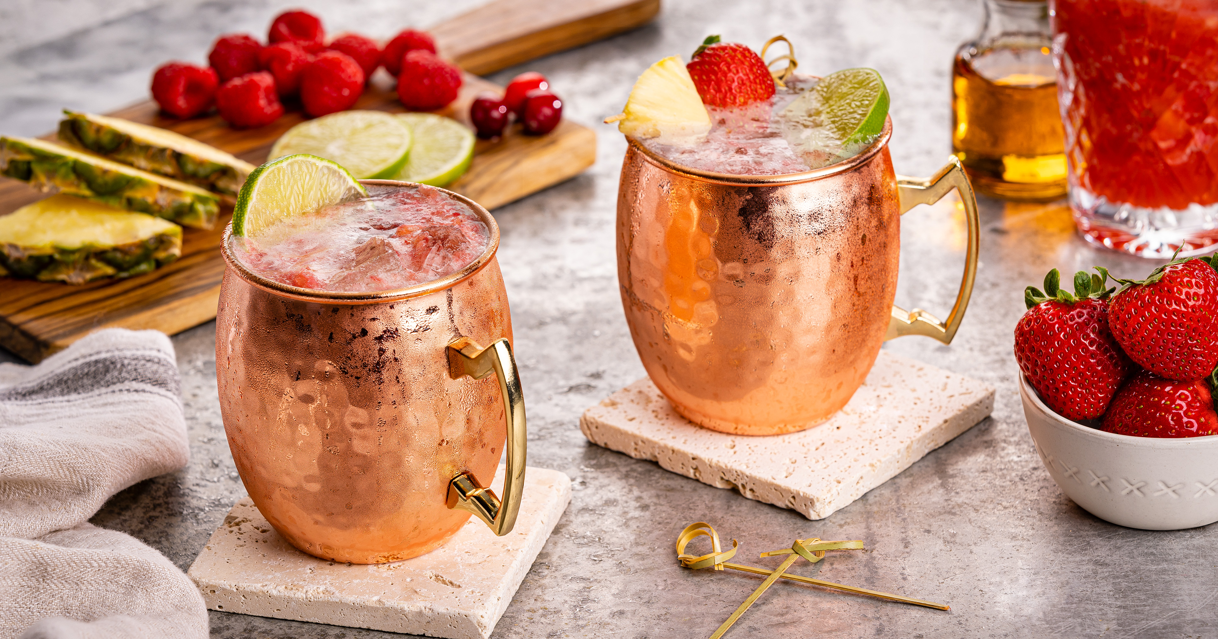 Pineapple and Muddled Berry Mule Mocktail